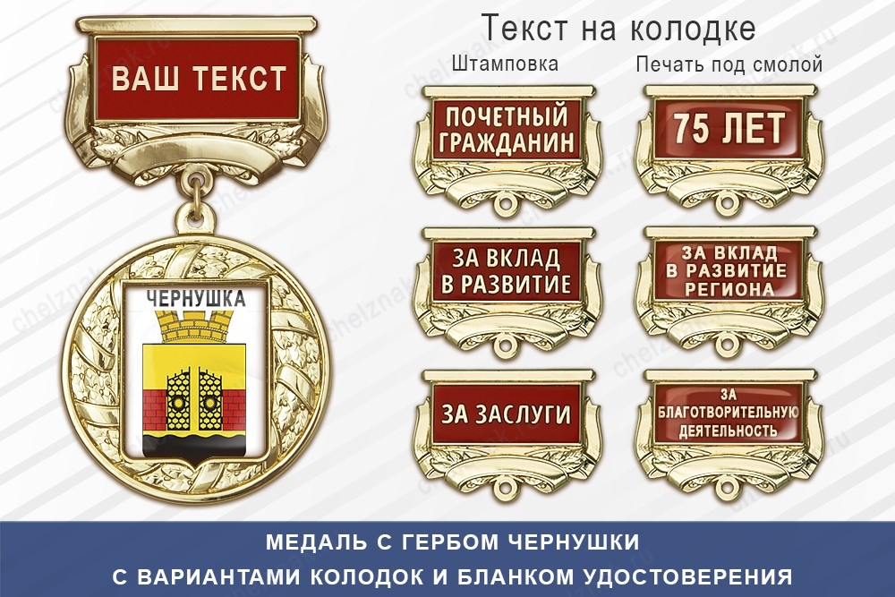 Медаль с гербом города Чернушки Пермского края с бланком удостоверения, дополнительное фото 1
