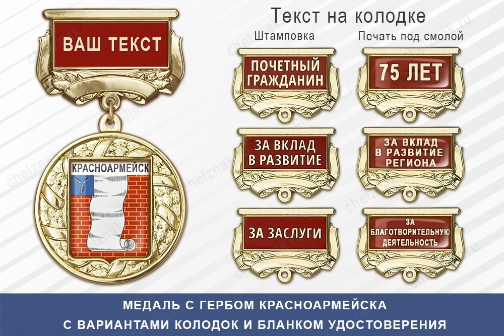 Медаль с гербом города Красноармейска Саратовской области с бланком удостоверения