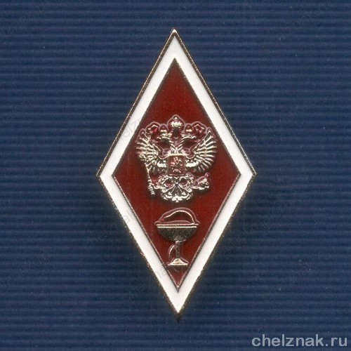 Академический нагрудный знак (ромб) «Об окончании медицинского ВУЗа» (2 пуссеты)