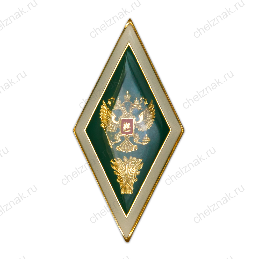 Академический нагрудный знак (ромб) «Об окончании сельскохозяйственного ВУЗа» (2 пуссеты)