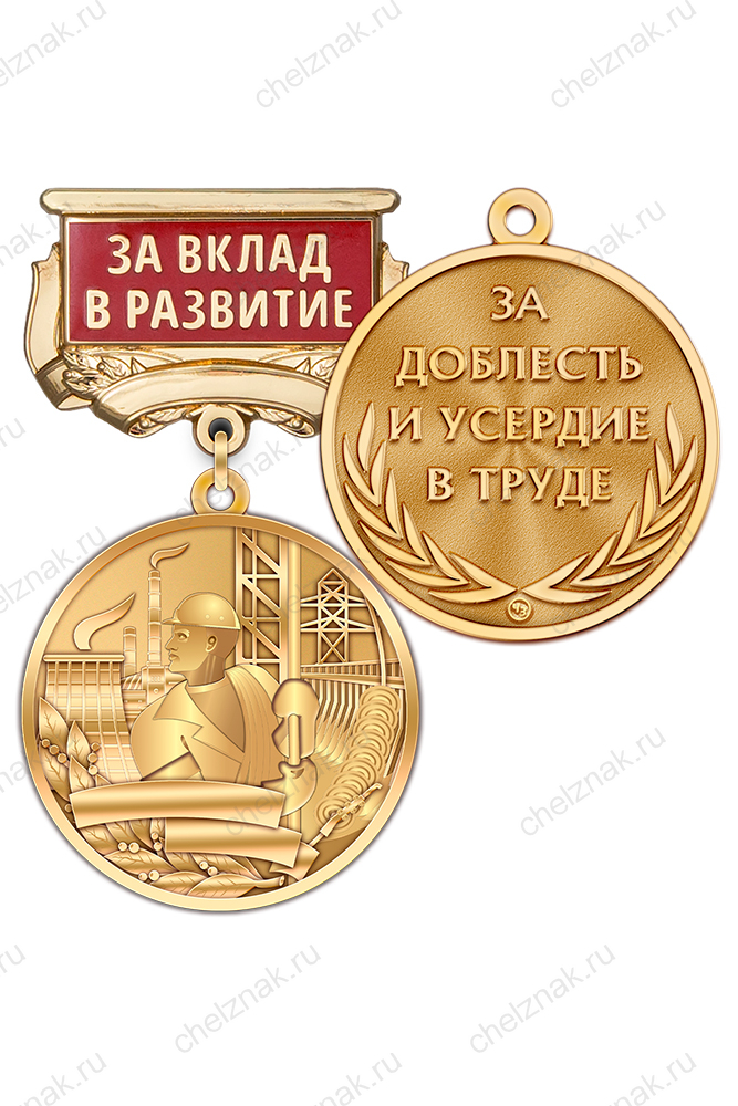 Медаль «За вклад в развитие энергетики» с индивидуальным текстом и бланком удостоверения