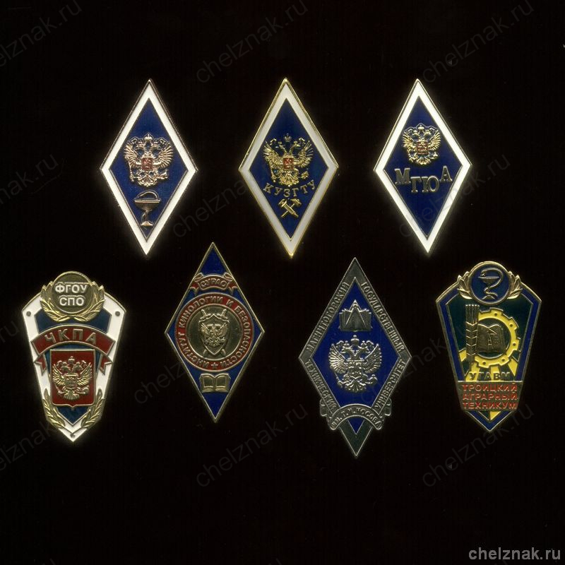 Комплект из 7 знаков об окончании учебных заведений