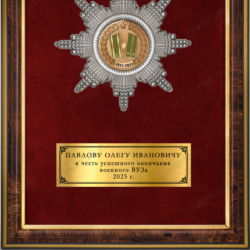 Наградное панно «Выпускнику общевойскового училища МО РФ»