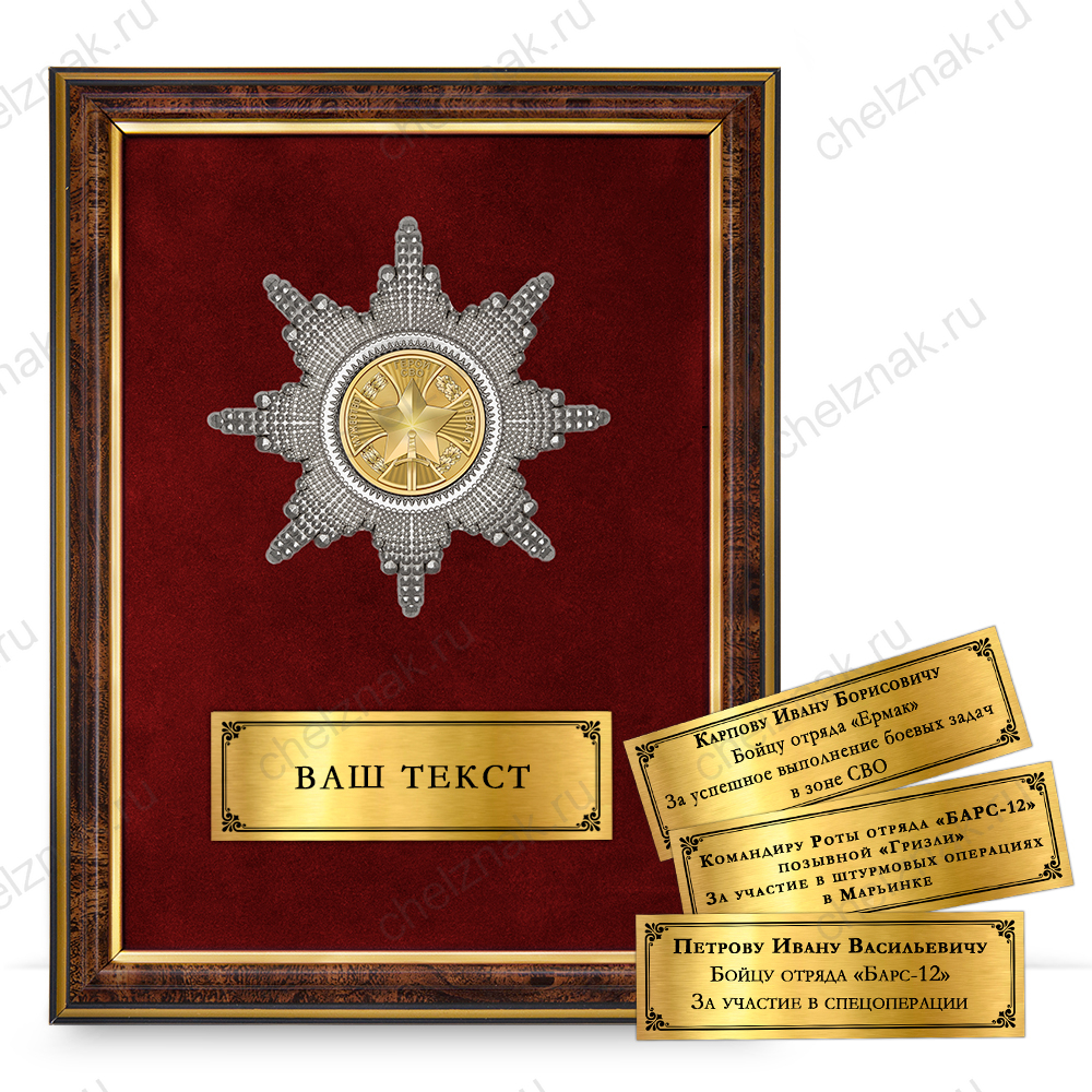 Панно с орденским знаком «За мужество, героизм и отвагу на СВО»