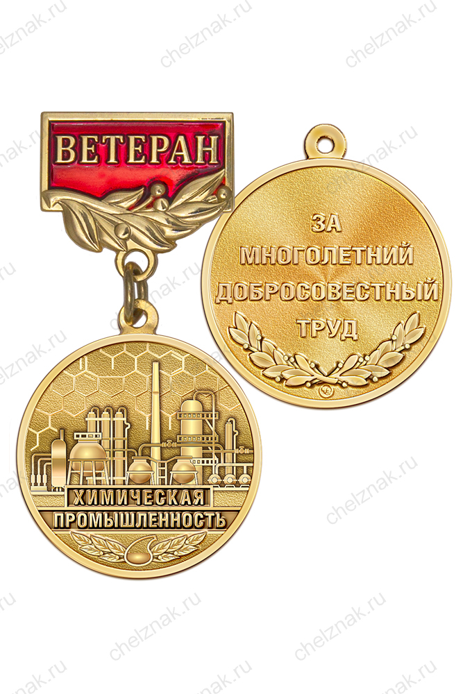 Медаль «Ветеран химической промышленности» с бланком удостоверения