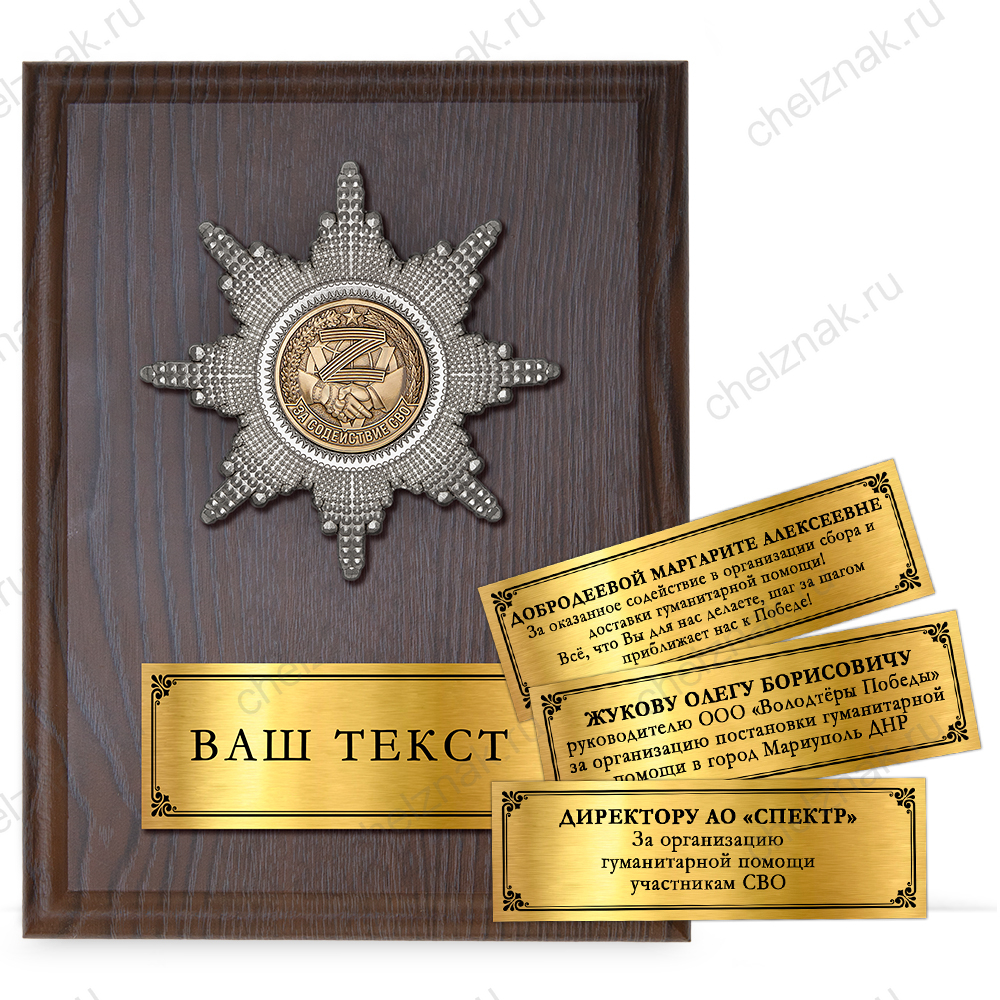 Наградная плакетка «За содействие СВО»