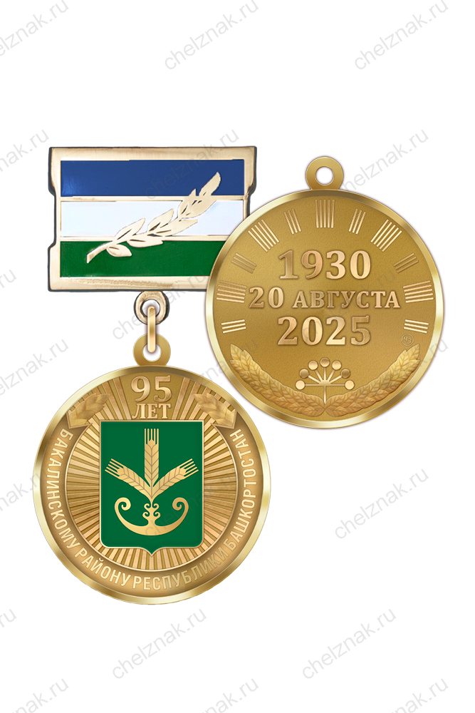 Медаль «95 лет Бакалинскому району Республики Башкортостан» с бланком удостоверения
