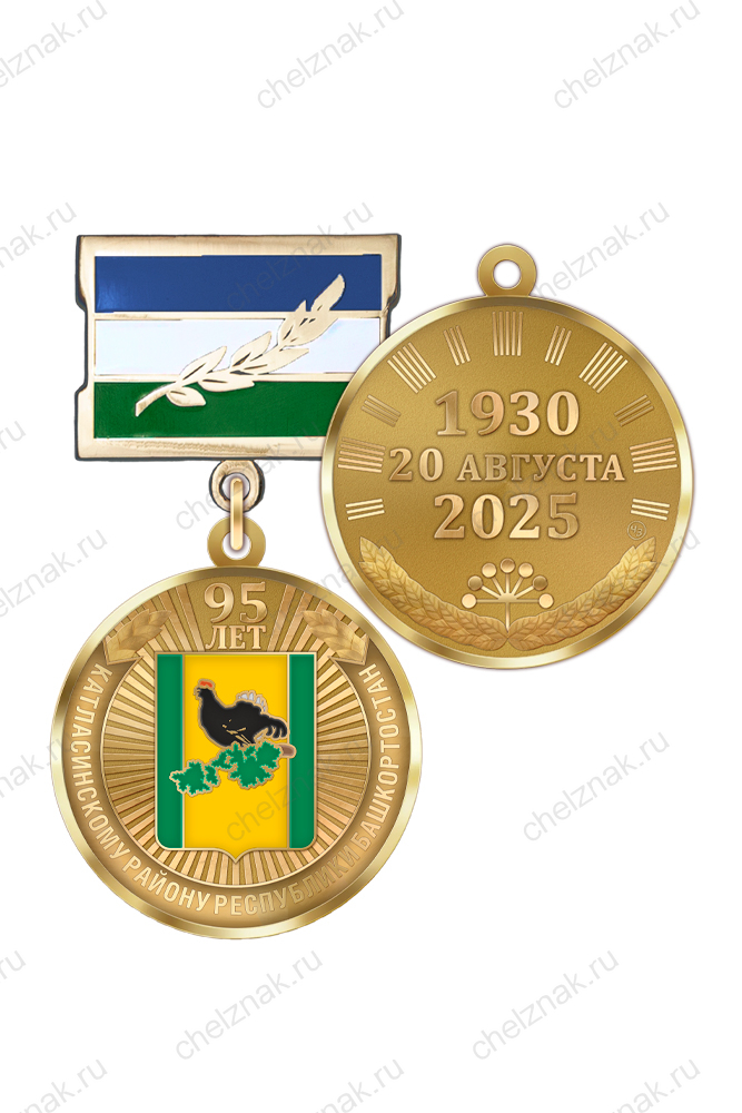 Медаль «95 лет Калтасинскому району Республики Башкортостан» с бланком удостоверения