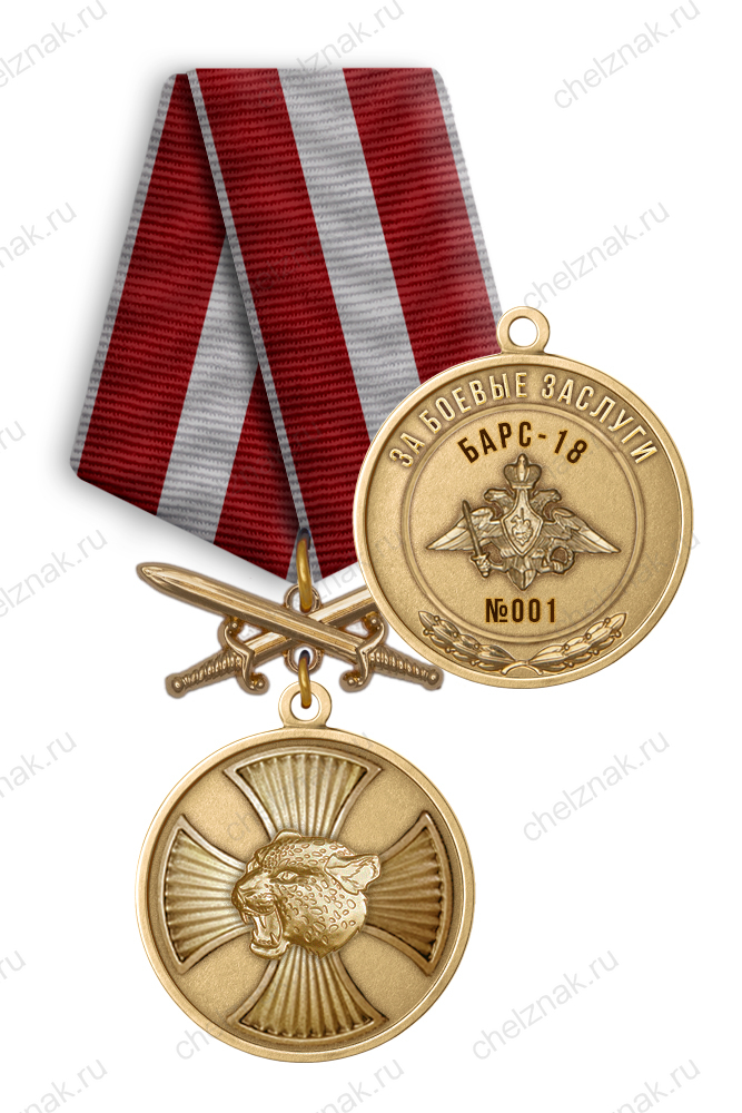 Медаль «Барс - 18. За боевые заслуги» 1 степени (с мечами)