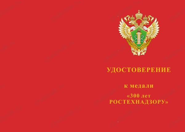 Медаль «300 лет Ростехнадзору» с бланком удостоверения