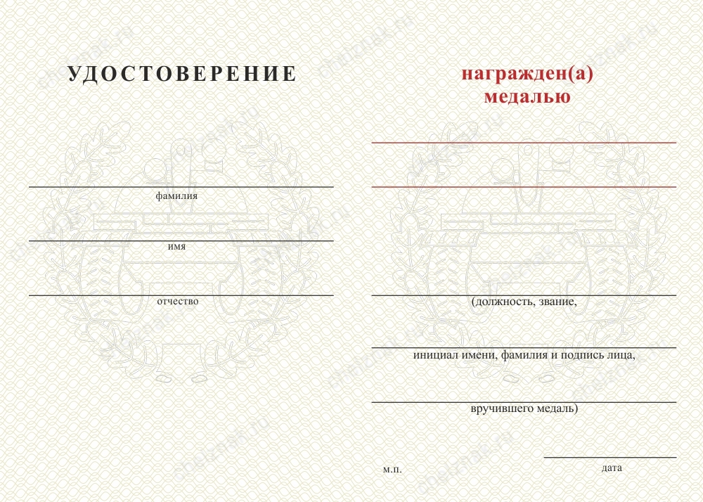 Медаль Танковых войск (с текстом заказчика), с бланком удостоверения