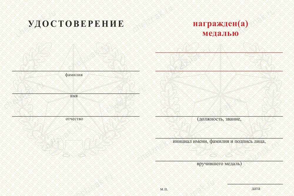 Медаль Сухопутных войск (с текстом заказчика), с бланком удостоверения