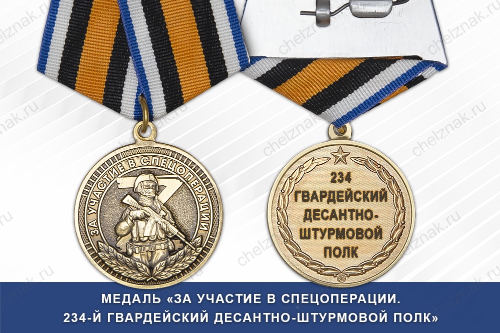 Медаль «За участие в СВО в составе 234-го десантно-штурмового полка» с бланком удостоверения