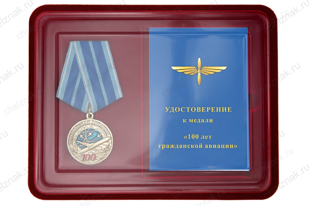 Наградной комплект к медали «100 лет гражданской авиации»