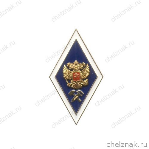 Знак (ромб) «Об окончании технического ВУЗа (ВТУЗа)» с накладным гербом (пуссета 2шт.)