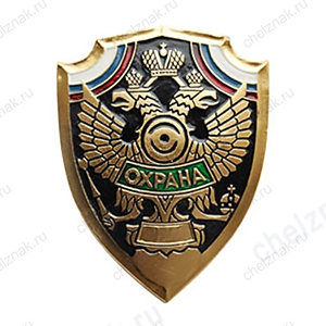 Нагрудный знак Охрана, орел на черном фоне