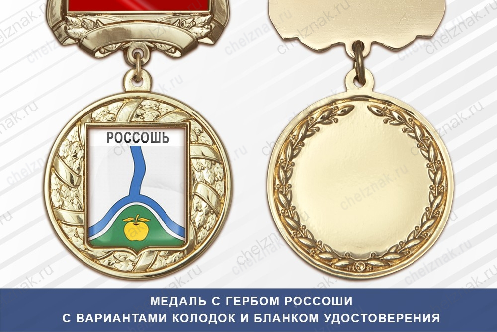 Медаль с гербом города Россоши Воронежской области с бланком удостоверения