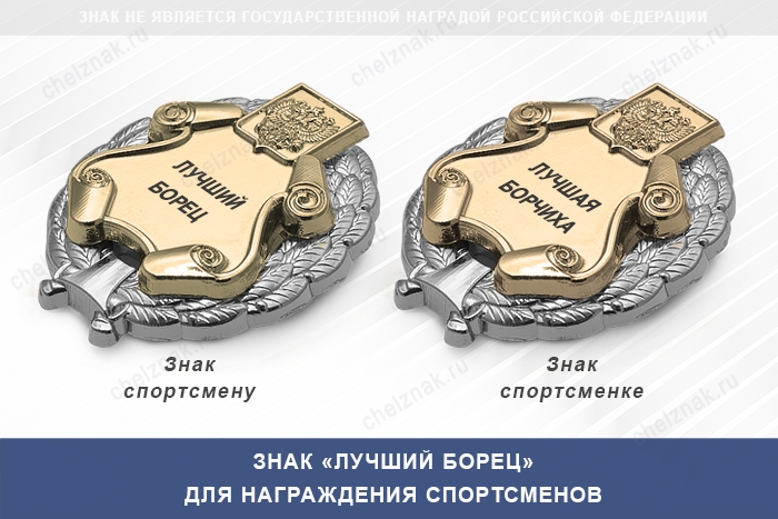 Знак «Лучший борец» с бланком удостоверения