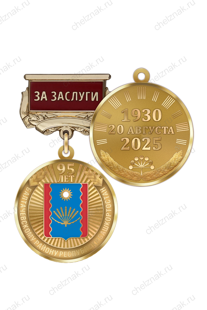 Медаль «95 лет Балтачевскому району Республики Башкортостан. За заслуги» с бланком удостоверения