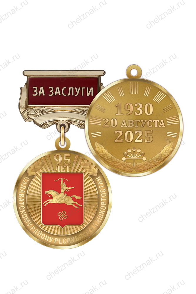 Медаль «95 лет Салаватскому району Республики Башкортостан. За заслуги» с бланком удостоверения