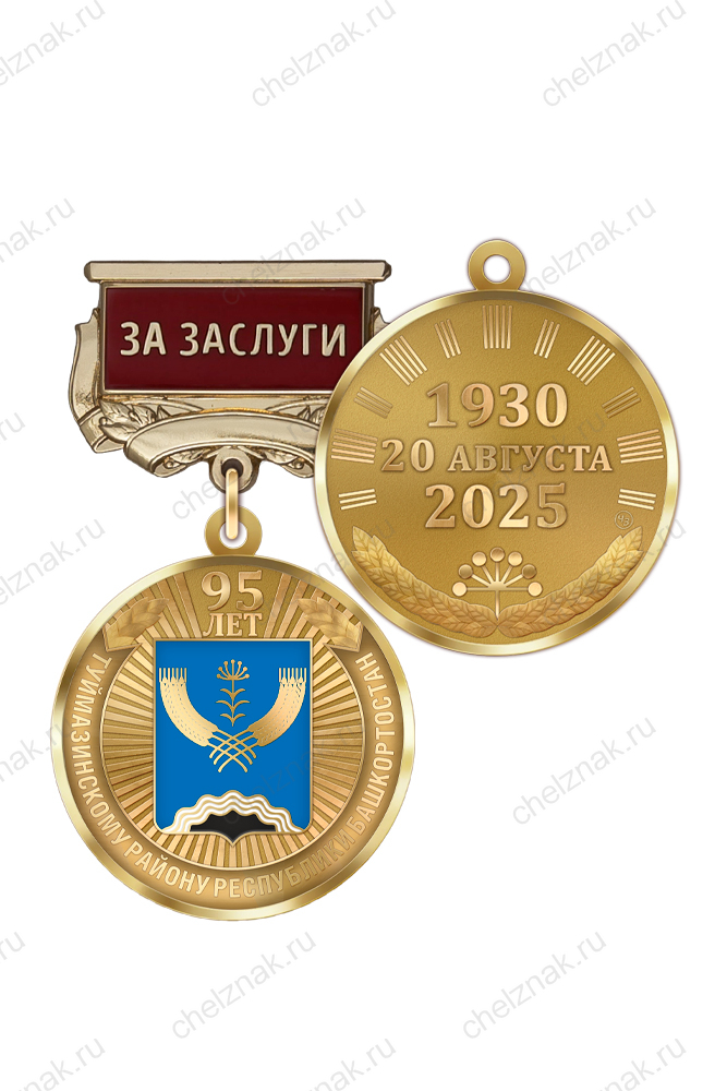 Медаль «95 лет Туймазинскому району Республики Башкортостан. За заслуги» с бланком удостоверения