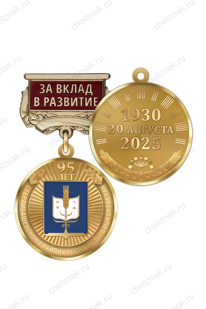 Медаль «95 лет Стерлибашевскому району Республики Башкортостан. За вклад в развитие» с бланком удостоверения