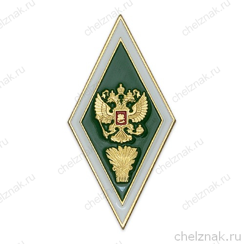 Академический нагрудный знак (ромб) «Об окончании сельскохозяйственного ВУЗа» (2 пуссеты)
