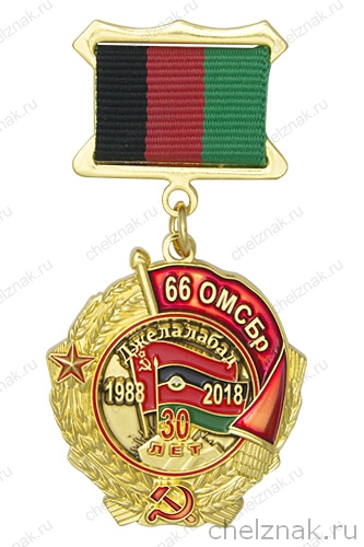 Знак «30 лет вывода из Афганистана 66 ОМСБр» с бланком удостоверения