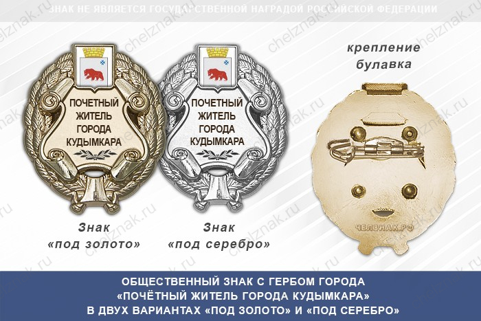 Общественный знак «Почётный житель города Кудымкара Пермского края»
