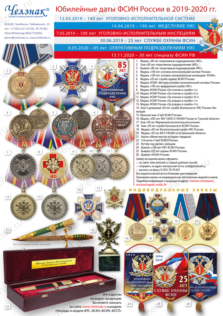 Памятные даты УИС в 2019 – 2020 году