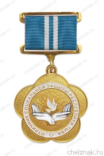 Знак «Отличник социальной защиты Республики Тыва» с бланком удостоверения