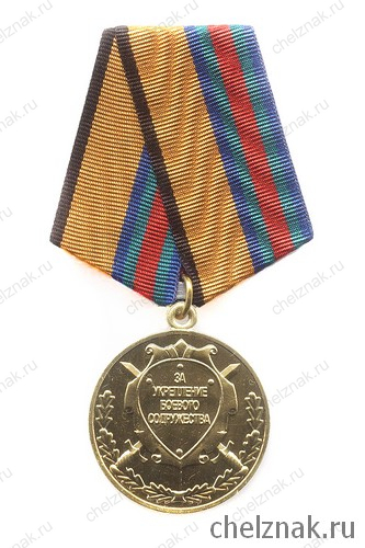 Медаль МО РФ (образец 2009 г.) «За укрепление боевого содружества» с бланком удостоверения