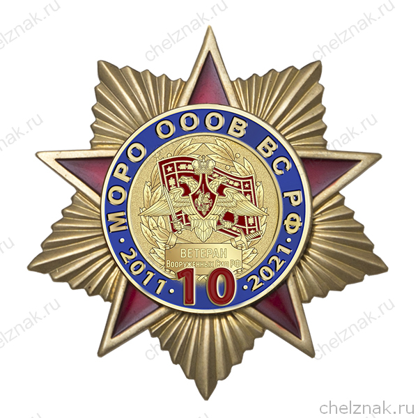 Памятный знак «10 лет МОРО ОООВ ВС РФ» с бланком удостоверения