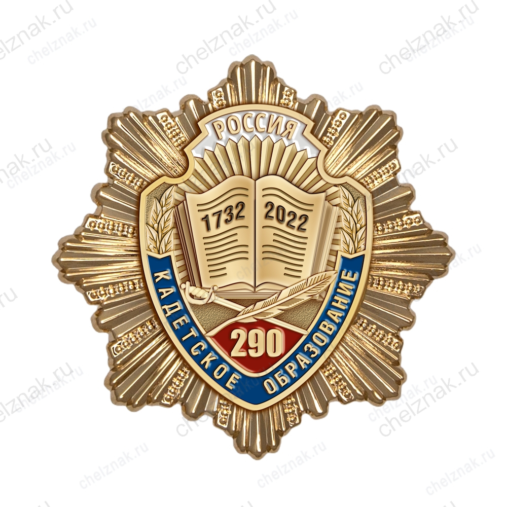 Знак «290 лет кадетскому образованию» с бланком удостоверения