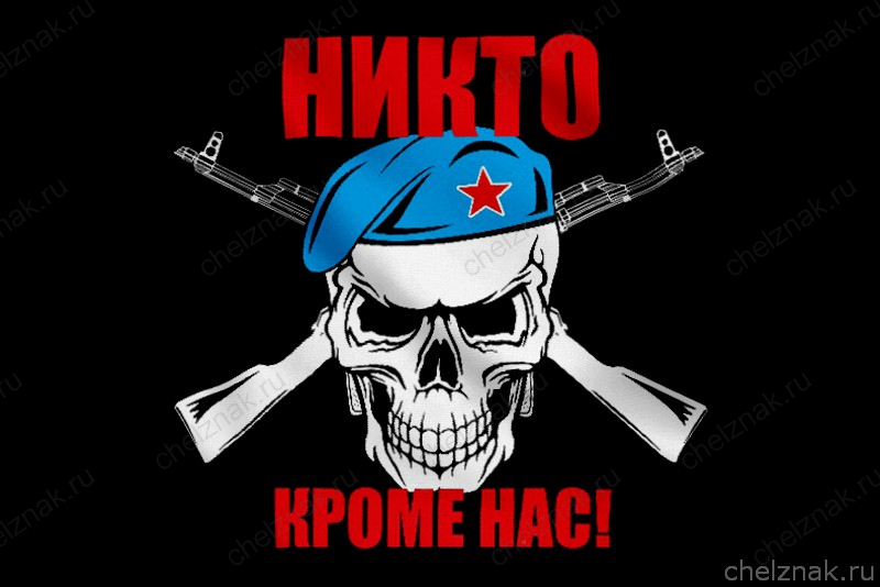 Флаг ВДВ с черепом и автоматами