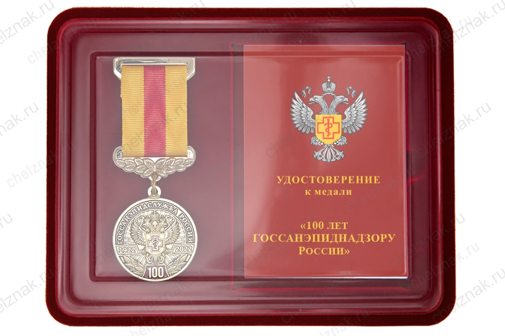Наградной комплект к медали «100 лет санитарно-эпидемиологической службе России»