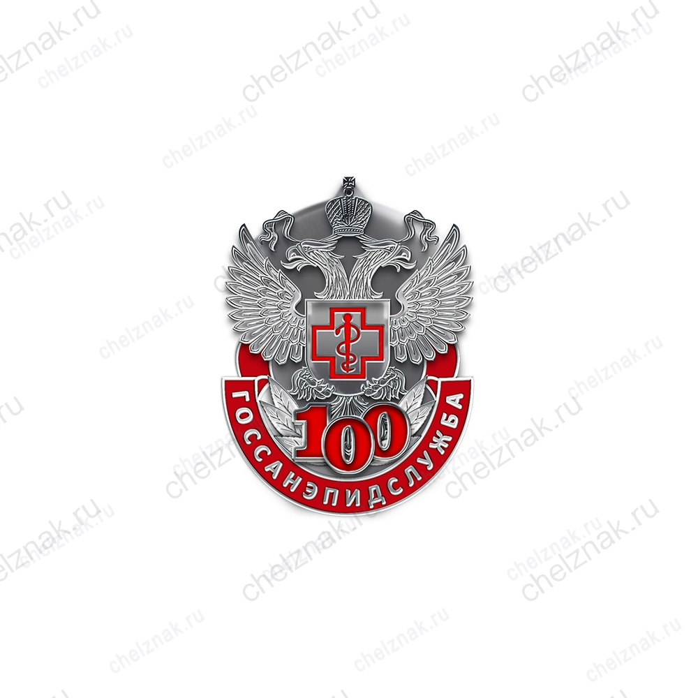 Фрачный знак «100 лет ГОССАНЭПИДСЛУЖБЕ России»