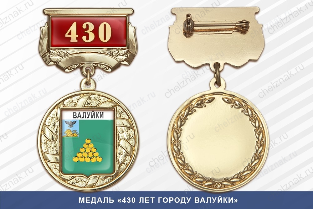 Медаль «430 лет городу Валуйки» с бланком удостоверения