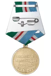Реверс награды Медаль «За милосердие и помощь» с бланком удостоверения