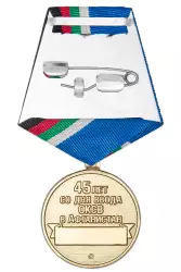 Реверс награды Медаль «45 лет началу военной операции в Афганистане» с бланком удостоверения