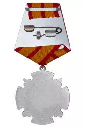 Реверс награды Орденский знак «375 лет Пожарной охране» с бланком удостоверения