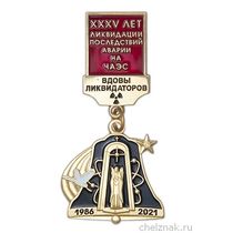 Знак «35 лет ликвидации последствий аварии на ЧАЭС. Вдовы ликвидаторов» с бланком удостоверения