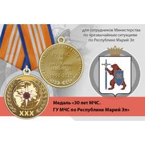 Медаль «30 лет ГУ МЧС России по Республике Марий Эл» с бланком удостоверения