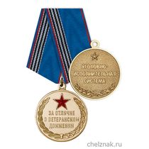 Медаль УИС «За отличие в ветеранском движении» с бланком удостоверения