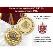Медаль «За службу в в/ч 3719 Южного округа ВНГ РФ» с бланком удостоверения