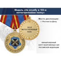 Медаль «За службу в 103-м мотострелковом полку» с бланком удостоверения