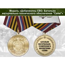 Медаль «Доброволец СВО из Батальона МТО "Сейм"» с бланком удостоверения