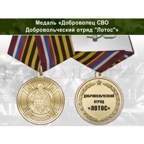 Медаль «Доброволец СВО из отряда "Лотос"» с бланком удостоверения