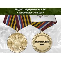 Медаль «Доброволец СВО из Ставропольского края» с бланком удостоверения