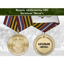 Медаль «Доброволец СВО из батальона "Вятка"» с бланком удостоверения